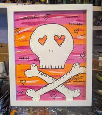 PINK and ORANGE SKULL - Framed