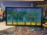 Palms on Blue and Yellow - Framed