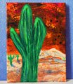 THE UNFORGIVING DESERT | Abstract Landscape Painting | Cactus Art | 9x12in