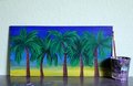 Palm Tree Sunset Painting | 16x8in
