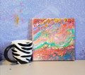 UNICORN | 8x8in | Bright Abstract Painting | Fluid Poured Artwork