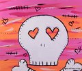 PINK and ORANGE SKULL | Skull and Cross Bone Painting | 8x10in