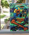 FUNKY SKULL | 4x6in | Original Skull & Cross Bones Painting