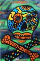 FUNKY SKULL | 4x6in | Original Skull & Cross Bones Painting