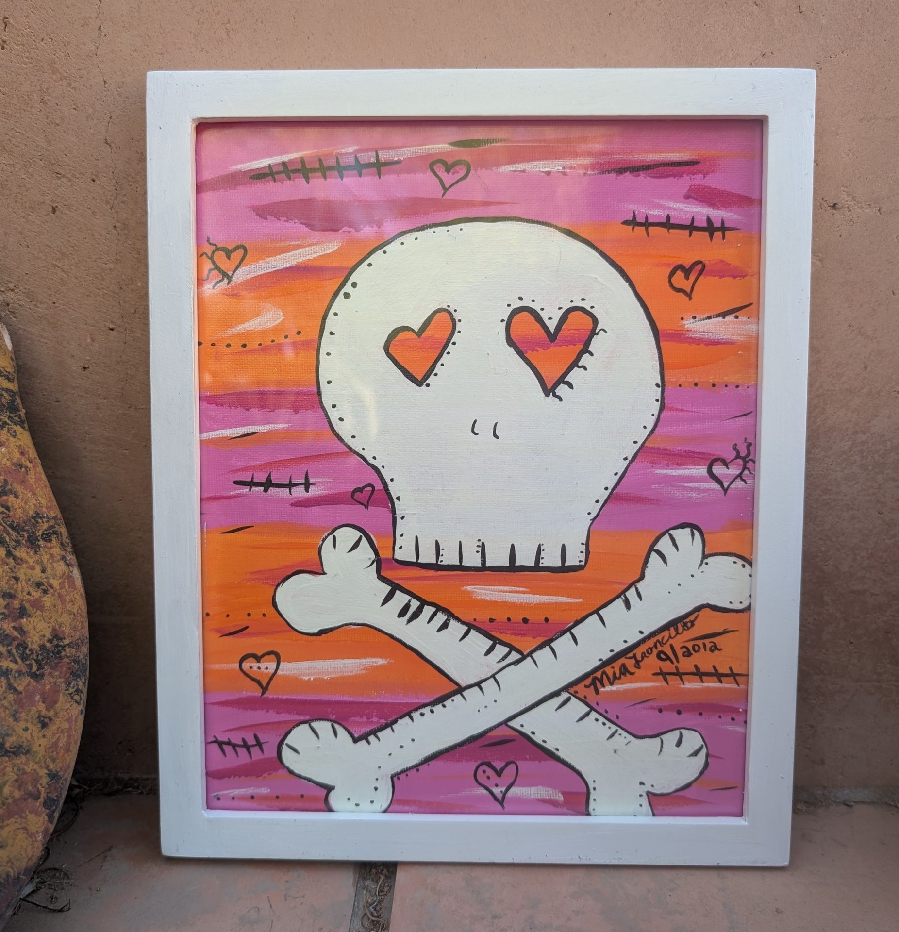 PINK and ORANGE SKULL - Framed