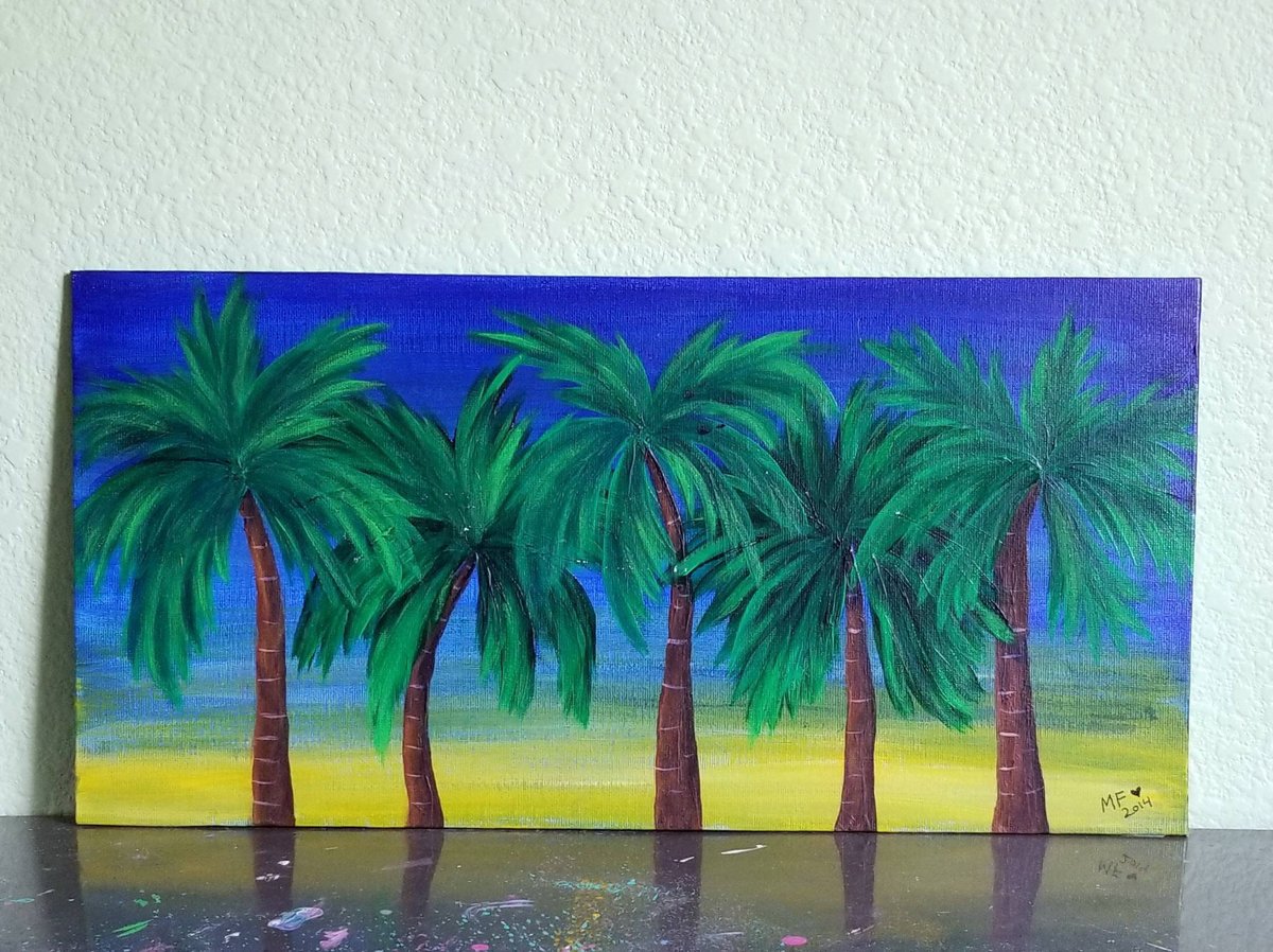 Palm Tree Sunset Painting | 16x8in