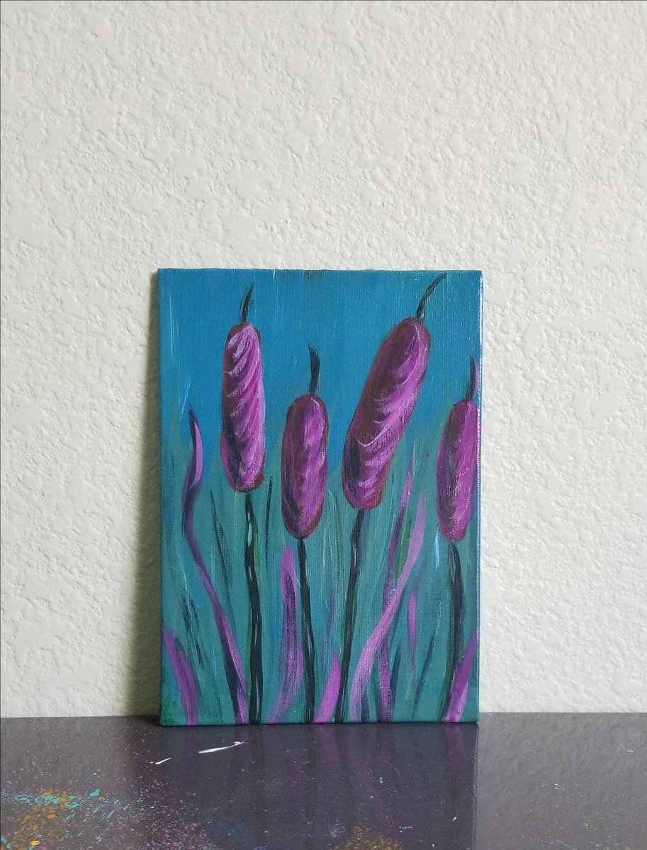 Cattails Painting | 5x7in | Botanical Art