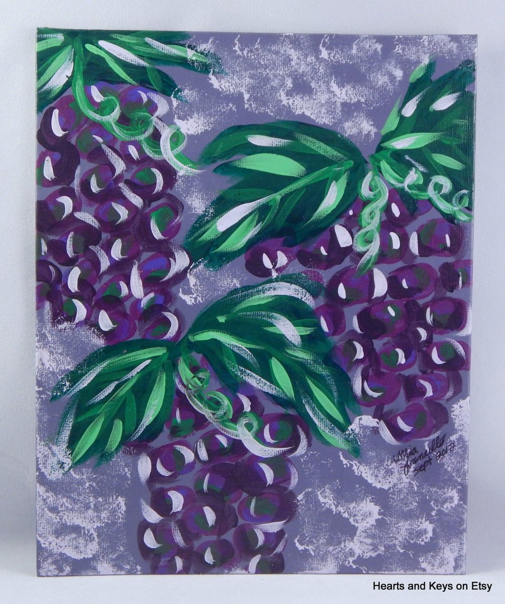 GRANDMA'S GRAPES | 8x10in | Painting of Grape Bundles