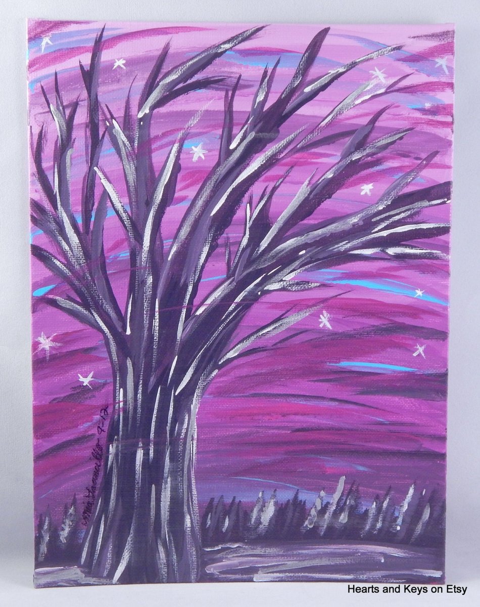 WINTER TREE at DUSK | 9x12in | Original Painting