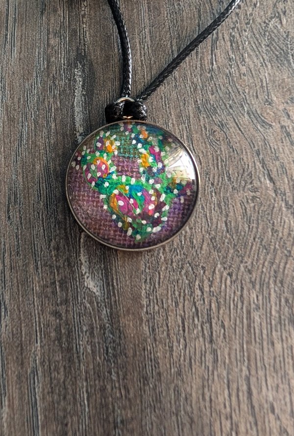 Hand Painted Cactus Pendant Necklace