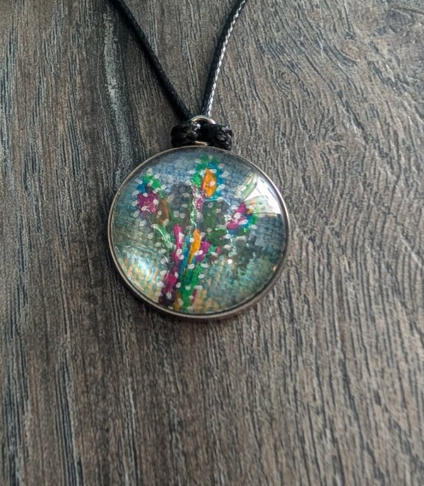 Hand Painted Cactus Pendant Necklace