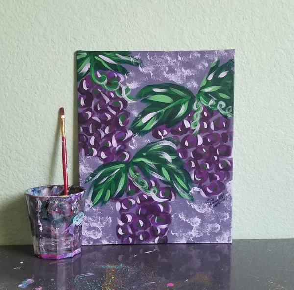 GRANDMA'S GRAPES | 8x10in | Painting of Grape Bundles