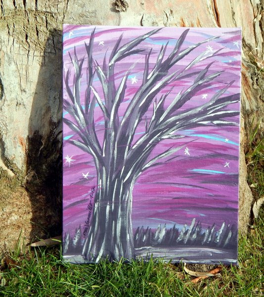 WINTER TREE at DUSK | 9x12in | Original Painting