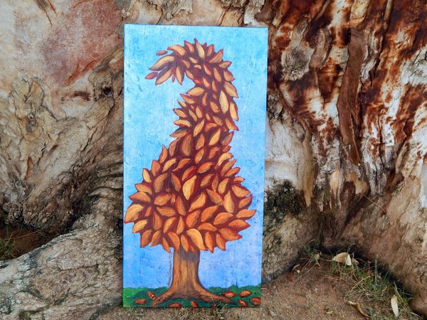 FIRE TREE | Original Tree Painting | 8x16in