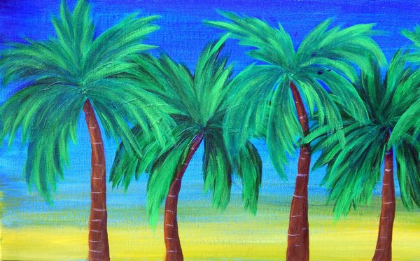 Palm Tree Sunset Painting | 16x8in